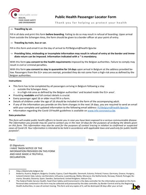 public health passenger locator form.